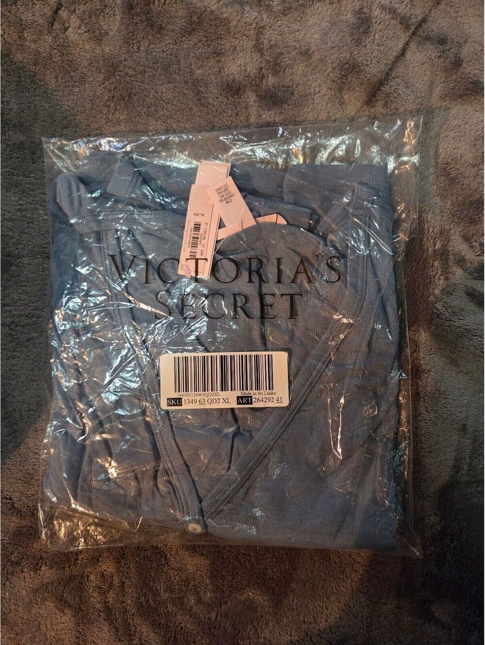 Victoria's Secret 2 Pc Pajama Set Women's XL Blue Ribbed Sleep Top & Shorts NWT
